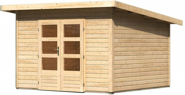 Gartenhaus Karibu NORTHEIM 3 aus Massivholz aus nordischer Fichte mit Pultdach, Farbe: grau oder braun, B/T: 309 x 309 cm, Wandstärke: 38 mm - Bild 1