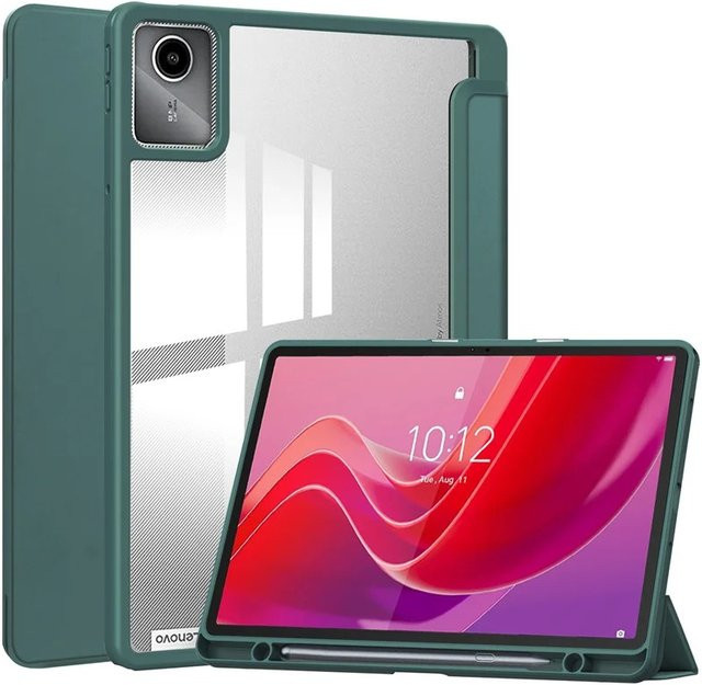 Transparente Schutzhülle mit Stifthalter für Lenovo Xiaoxin Pad 11 2025 2024 und Tab M11 Idea Tab 11 Zoll aus hartem PC in Transparent und Grün - Bild 1