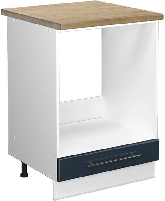 Vicco Herdumbauschrank Fame-Line Dunkelblau Hochglanz und Weiß mit Eiche Optik Breite: 60 cm - Bild 1
