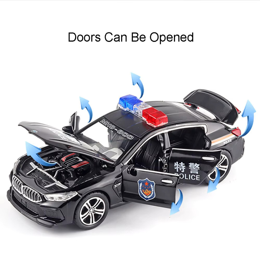 MAKEDA M8 M4 Polizeiauto, Spielzeugmodell, Metalldruckguss, 1:32, mit Licht und Sound - Bild 2