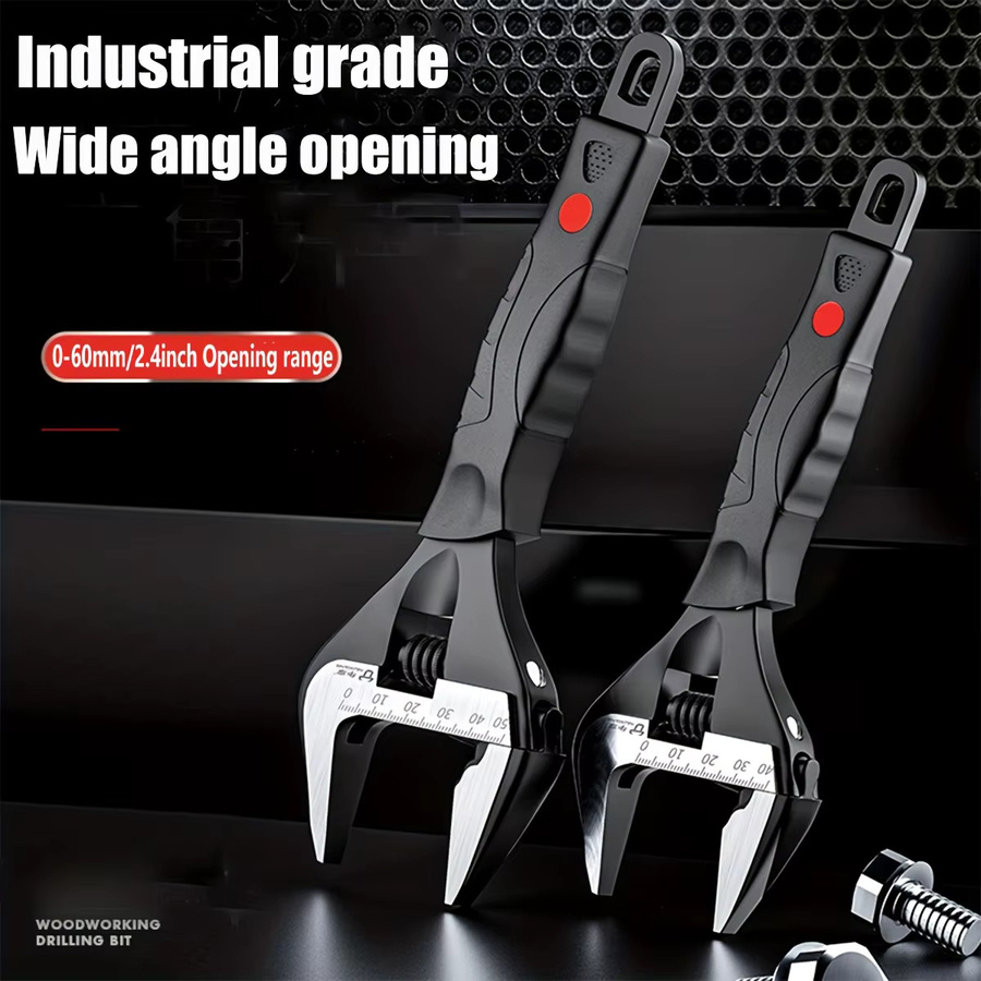 NIUXIANG Verstellbarer Schraubenschlüsselsatz aus Chrom-Vanadium-Stahl mit Soft-Grip, 6 Zoll und 10 Zoll, Metrisch - Bild 3