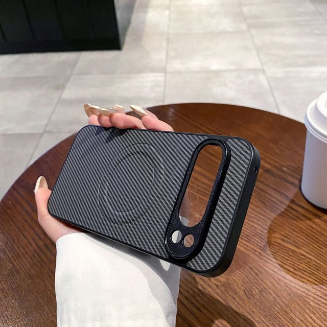 MagSafe Handyhülle im Karbonfaser-Aramid-Stil für Google Pixel 9 Pro XL, 8 Pro, 7 Pro und weitere Modelle, Schwarz - Bild 1