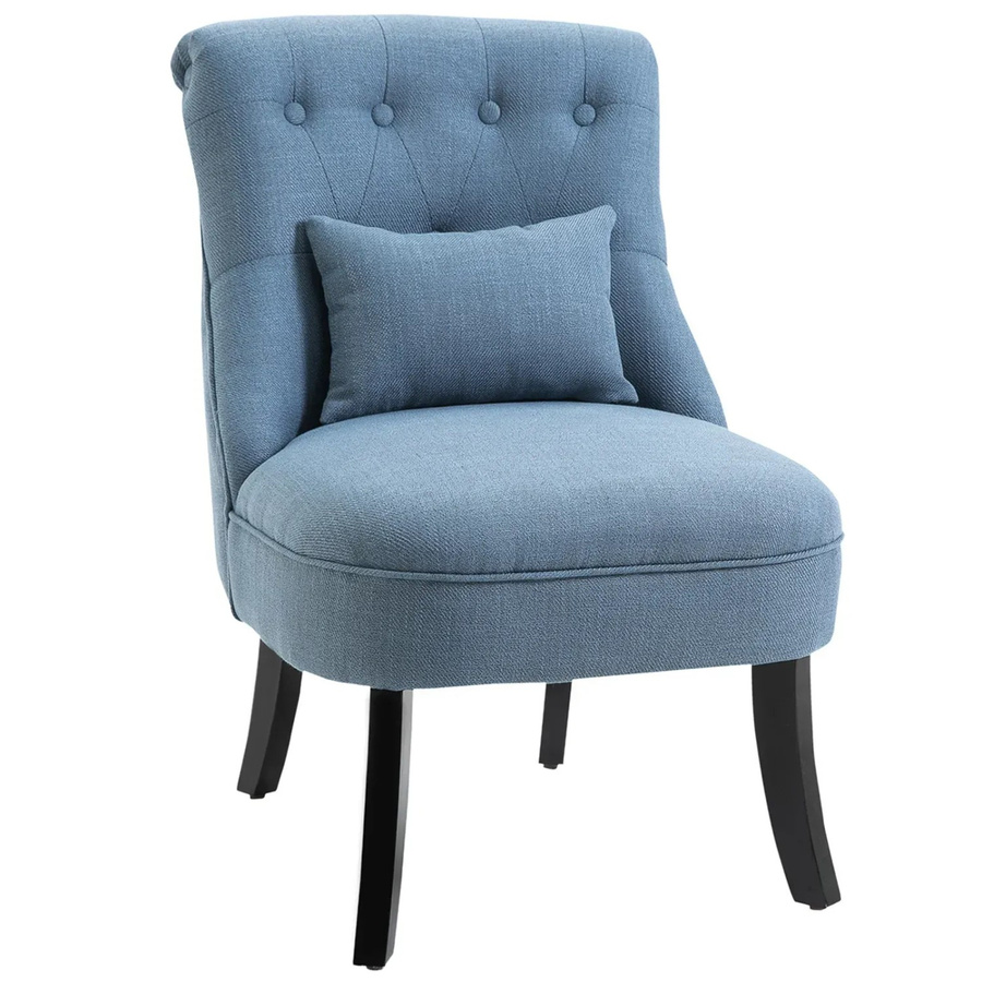 HOMCOM Relaxsessel im Vintage-Design mit Rückenkissen und Gewebebezug, Blau, B/T/H: 52,5 x 69 x 77 cm - Bild 2