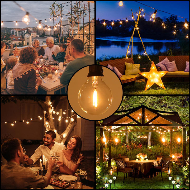 TOMTOP JMS Globe LED G40 Glühbirne 25er Pack, E12 Sockel, Warmweiß, Transparent, IP44 wasserbeständig für Außenbereich und Innenbereich - Bild 4