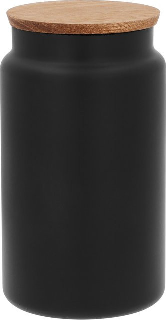 SILVERCREST Vorratsglas aus Glas mit Holzdeckel und Clipverschluss, Schwarz, Höhe: 17,5 cm, Breite: 11,0 cm, Tiefe: 1,0 cm - Bild 1