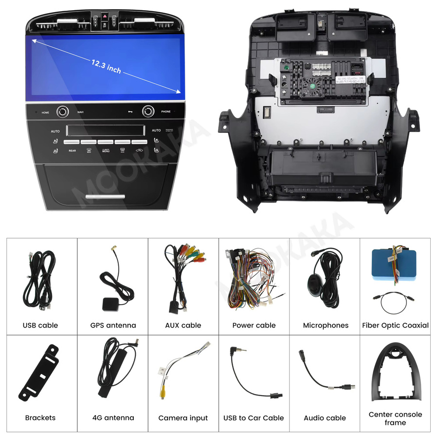 MOOKAKA Android 15.0 Autoradio für Porsche Cayenne 2002 - 2009 mit 12,3 Zoll Touchscreen, 8GB RAM, 128GB Speicher, GPS und Navigation in Schwarz - Bild 6