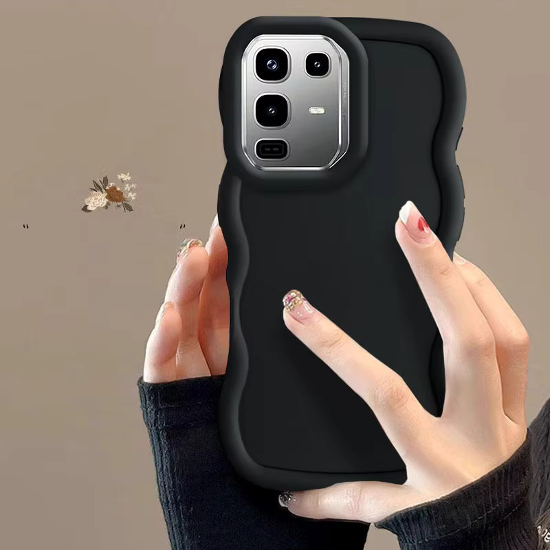 Wellenförmige Silikon Handyhülle mit Lanyard für Infinix Note 40 50 60 Serie, Farbe: Schwarz - Bild 2