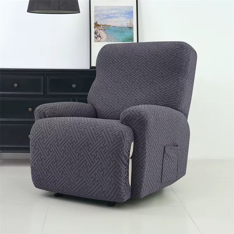 WANERQU 4er Set Jacquard Liegestuhlbezüge Stretch Couch Schonbezüge in Dunkelgrau - Bild 3