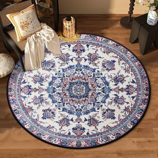 Karpetti Runder Teppich im Boho-Stil, Mehrfarbig, Durchmesser: 80 cm - Bild 1