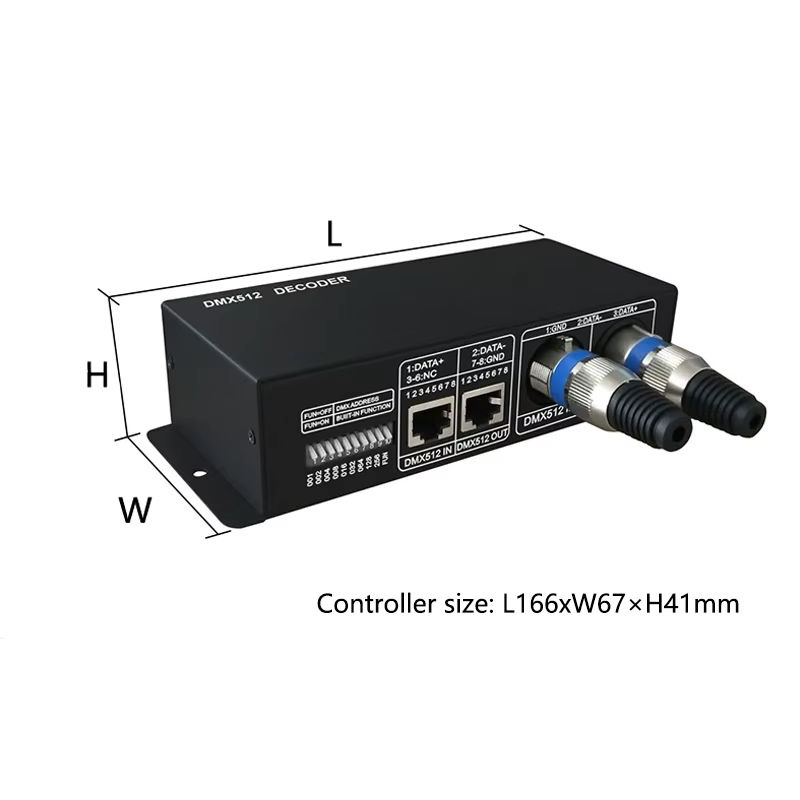 Lebeisenf DMX512 RGBW LED Decoder 4 Kanal Dimmer Controller für DC12V 24V mit XLR Stecker für LED Lichtstreifen und Bühnenanwendungen - Bild 5