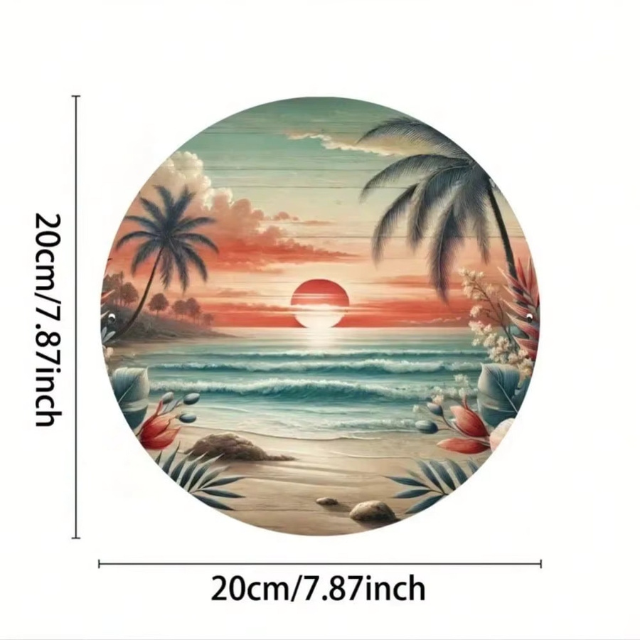 CIFBUY Maritime Wandkunst Sonnenuntergang im Frühling als runde Strandlandschaft Dekoration in Multicolour - Bild 2