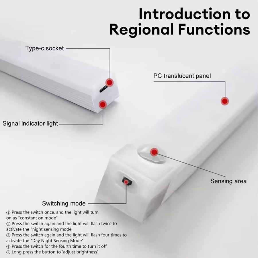 OKAL RED EAST LED Nachtlicht mit Bewegungssensor, weiß, kabellose USB-aufladbare Schrankbeleuchtung für Küche und Möbel - Bild 4