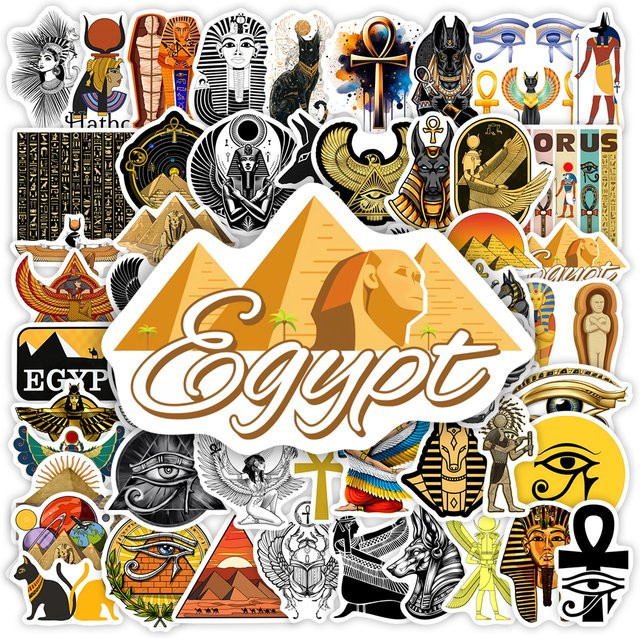 Wasserdichte Ägypten Kultur Aufkleber mit Pyramiden und Pharaonen in Multicolour für Laptop, Scrapbook und Gepäck - Bild 1