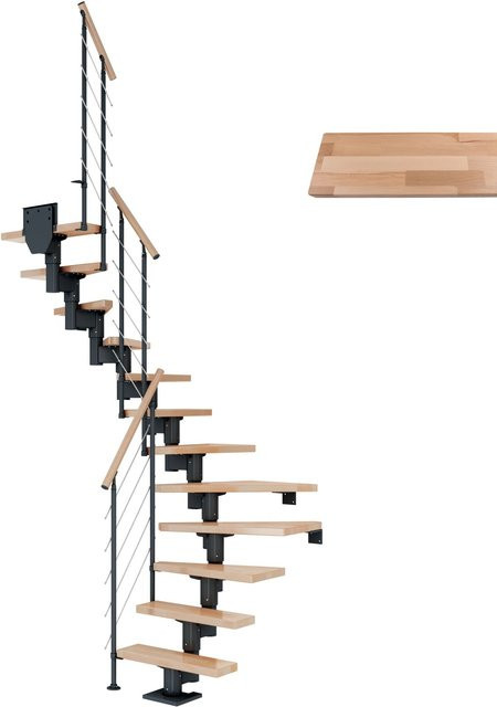 Dolle Mittelholmtreppe Dublin aus Buche in Anthrazit mit 12 Stufen für eine Raumhöhe bis 292 cm und einer Breite von 75 cm - Bild 1