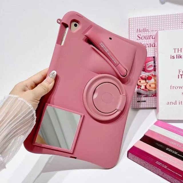 Greliana Silikonhülle im 3D-Lippenstift-Design für Samsung Galaxy Tab A11, A9 Plus 11 und Tab A7 Lite 8.7 in Pink oder Braun - Bild 1