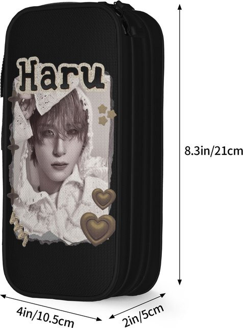 Haru Kpop Group X-XLov Federmäppchen für Schüler in Schwarz mit großem Fassungsvermögen - Bild 1