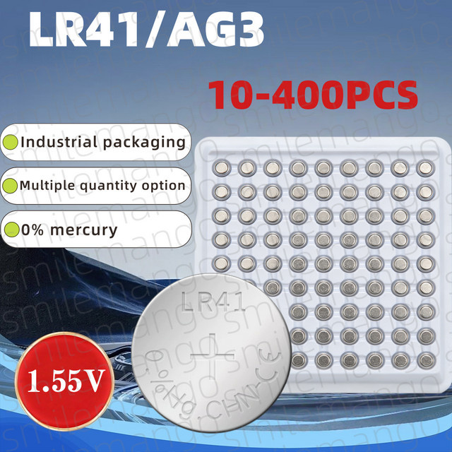 Yuform LR41 AG3 Alkaline-Knopfzellen 1,55V Batterien in Silber für Taschenrechner, Uhren und Lampen - Bild 1