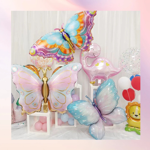 XQYY Schmetterlings-Folienballons in Multicolour mit Farbverlauf für Geburtstage, Hochzeiten und Partys - Bild 1