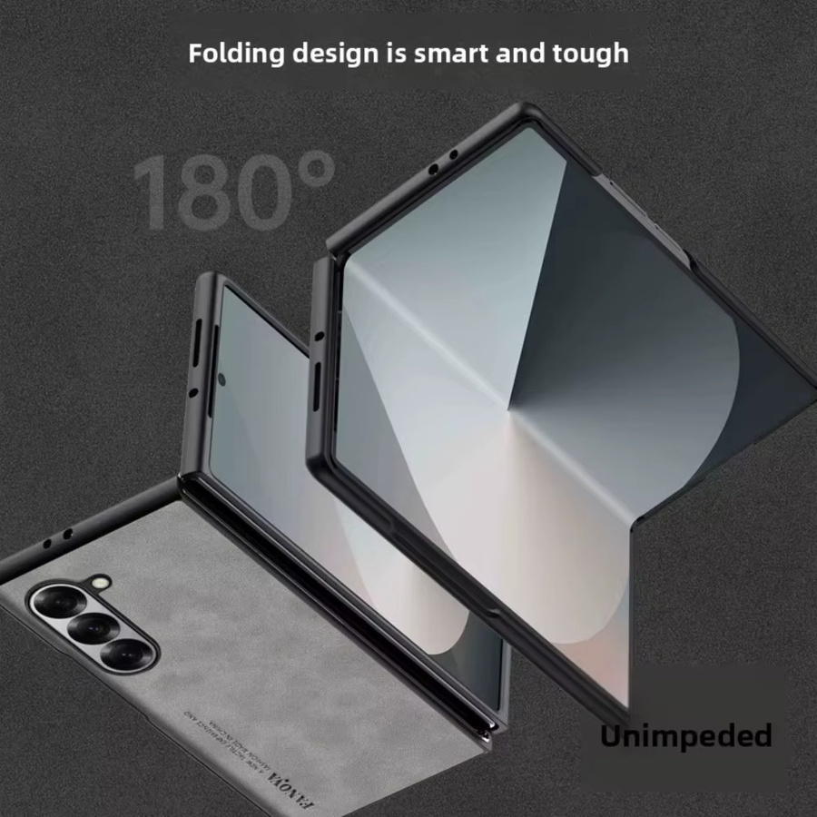 Stoßfeste Luxus Handyhülle aus Schafsleder und PU-Leder für Samsung Galaxy Z Fold 3 4 5 6 7 8 Ultra in Blau - Bild 4