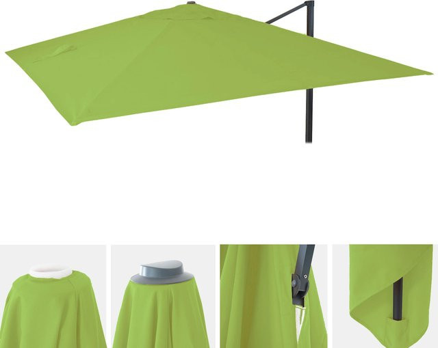 Ersatz-Bezug für Luxus-Ampelschirm MCW-A96 aus Polyester, Farbe: Hellgrün, Maße: 3 x 4 m (Ø 5 m) - Bild 1