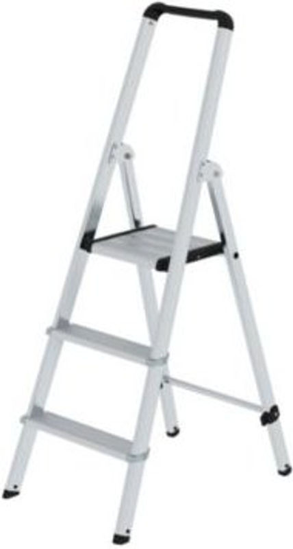MUNK Aluminium-Stehleiter ML einseitig begehbar, 3 Stufen, Silber - Bild 2