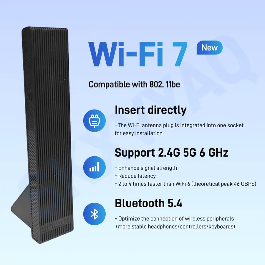 Gigabyte WiFi 7 Magnetische Tri-Band Antenne Schwarz für X870, X870E und X870I Motherboard - Bild 2