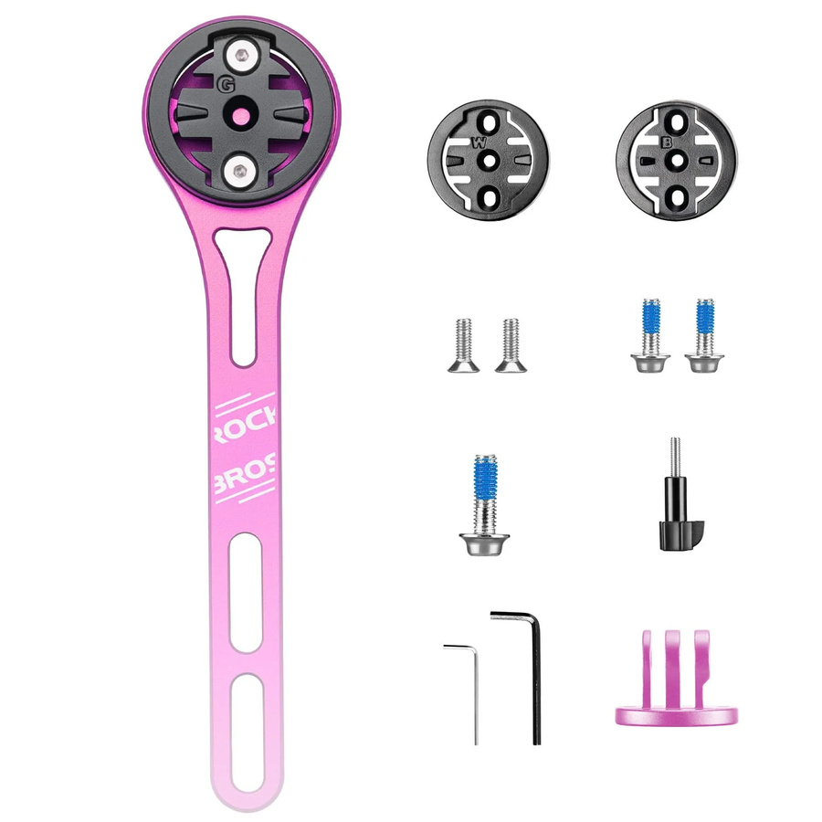 ROCKBROS Aero Fahrradcomputer Halterung mit Schnellverschluss und Leichtbau Lenkerverlängerungshalterung in Pink - Bild 1