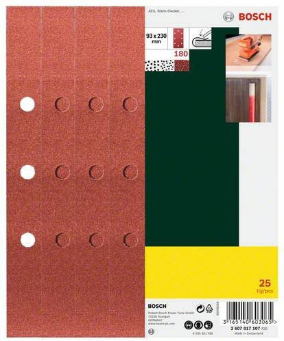Bosch Schleifblatt-Set für Schwingschleifer, 25 Stück, Körnung 180, gelocht, B: 9,3 cm, L: 23,0 cm - Bild 1
