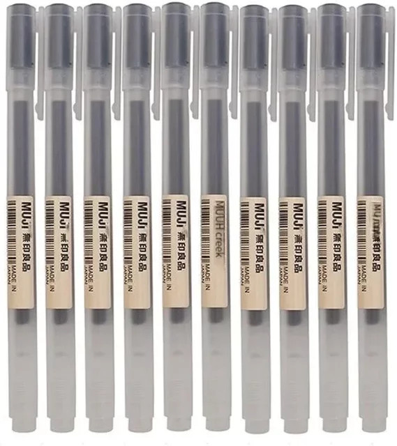 MUJI Gel-Stifte Set in Schwarz, Rot und Blau mit 0,38 mm und 0,5 mm Stiftdicke für Schule und Büro - Bild 1