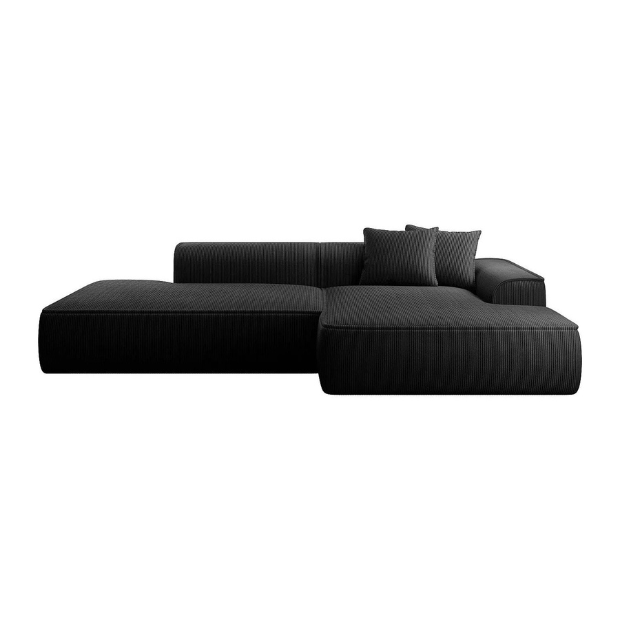 Vente-unique Sofa Erynel in Schwarz aus Cordsamt, L-Form, Breite: 305 cm - Bild 2