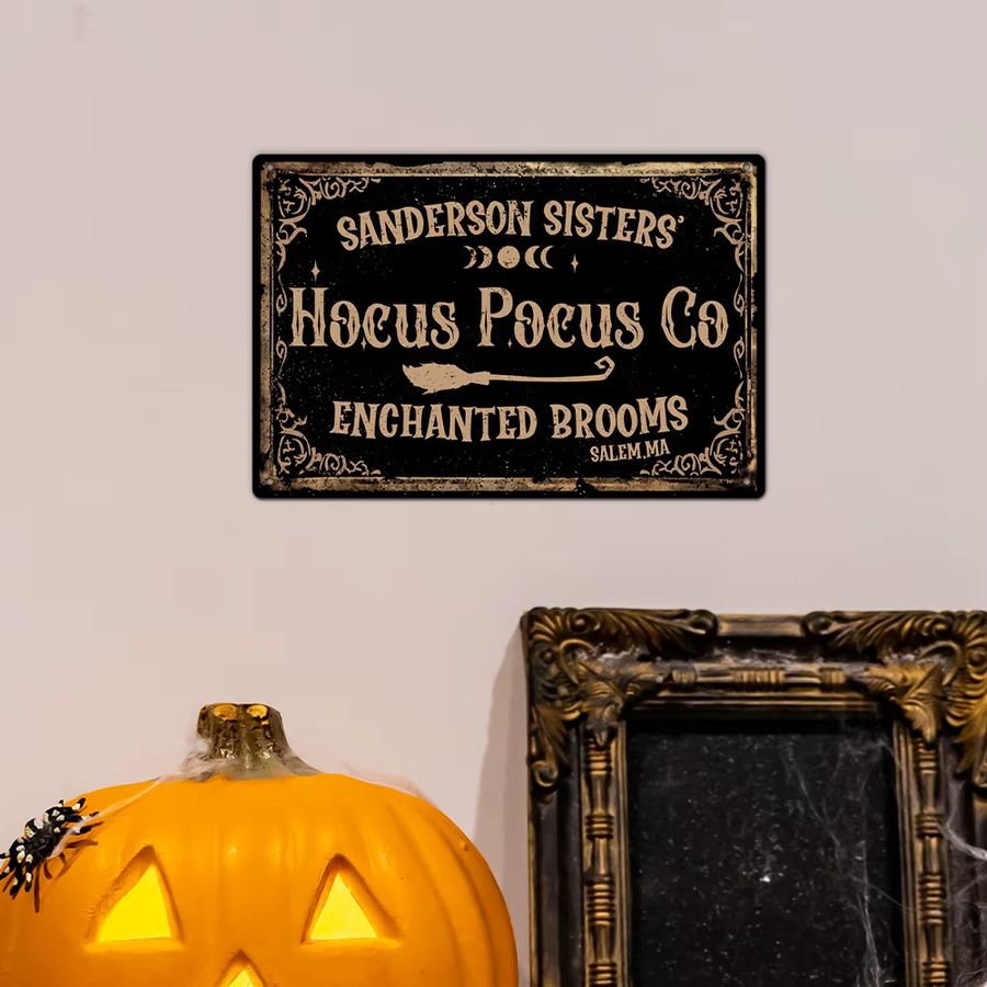 Putuo Decor Vintage Metallblechschild Sanderson Sisters Hocus Pocus Enchanted Brooms Salem Ma für Halloween - Bild 3