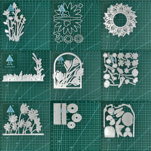 Metall-Schablonen für Scrapbooking und Bastelarbeiten mit Blumenmotiven zur Papierprägung und zum Basteln von Karten - Bild 1