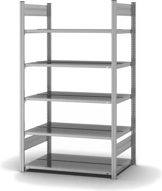 PROREGAL Aktenregal Stecksystem T-Profil in Silber, verzinkt, H x B x T: 175 x 100 x 60 cm, 5 Ebenen, beidseitig nutzbar - Bild 1