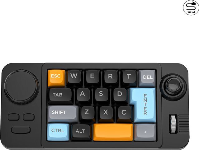 JOMAA Mechanische Tastatur mit 19 Hot-Swap-Tasten, Lautstärke-Scrollrad und Spiel-Joystick, Programmierbar, Schwarz - Bild 1