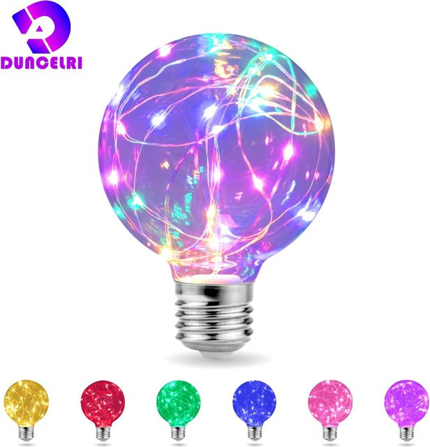Duncelri LED Edison Glühbirne G95 RGB Bunt mit E27 Fassung und Kupferdraht - Bild 1