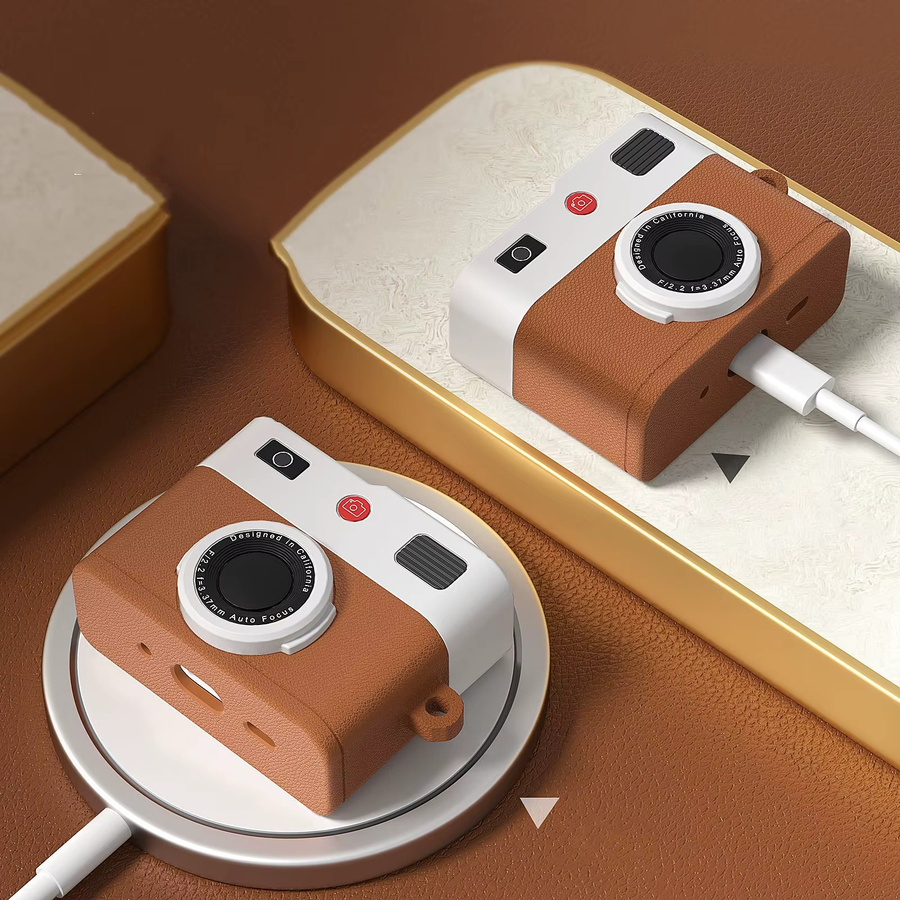 Fancan Retro-Kamera Silikon-Schutzhülle für AirPods Pro 3, Pro 2 und 4 Generation in Weiß - Bild 2