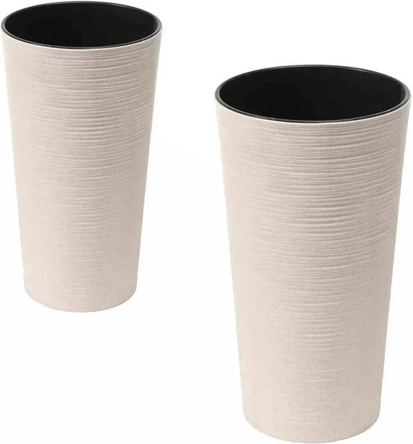 Siena Garden Pflanzgefäß Set Eco Locon 2-teilig in Weiß, Durchmesser: 25 cm, Höhe: 46,5 cm und Durchmesser: 30 cm, Höhe: 57 cm - Bild 1