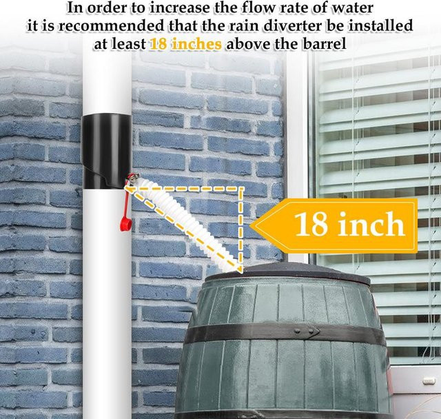 Hose Tail Regenwasser-Fangsystem UV-beständiges und wetterfestes Regenfass-Umlenkkit in Schwarz - Bild 1
