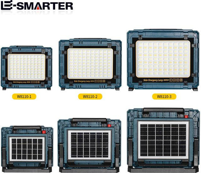ESMARTER Solar LED Flutlicht IP66 wasserdicht, tragbarer Outdoor Reflektor für Garten und Arbeit, Schwarz - Bild 1