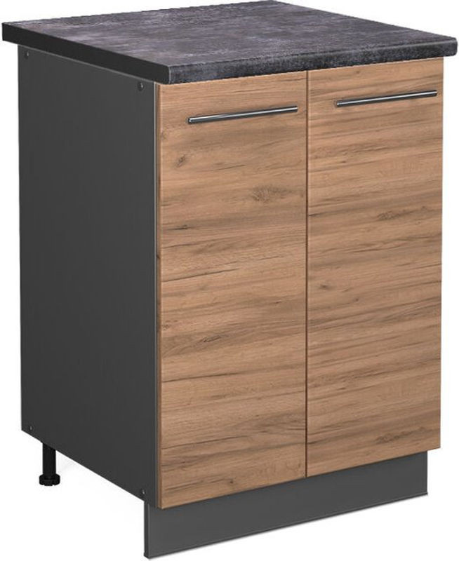 Vicco Küchenunterschrank Fame-line in Goldkraft Eiche und Anthrazit mit Drehtüren, Breite: 60 cm - Bild 1