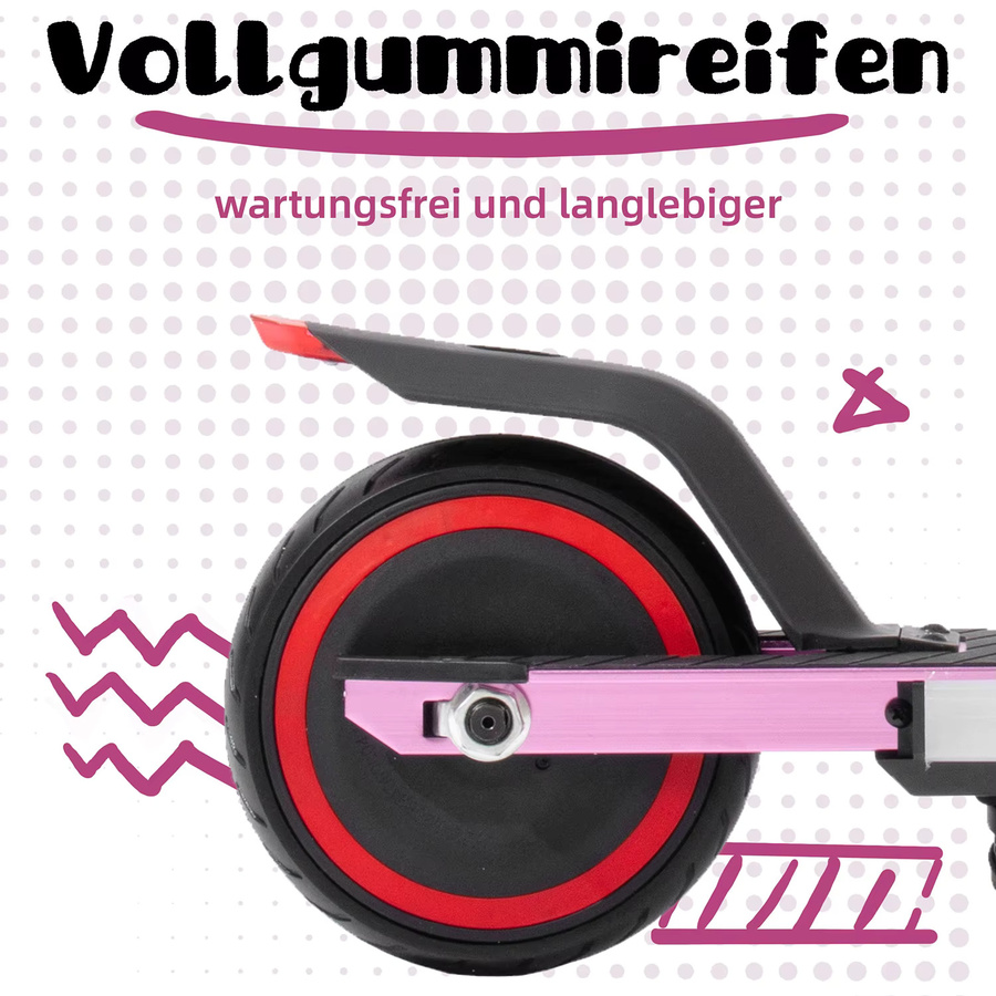 Vankel Kinder-Elektroroller Faltbar, E-Scooter, Rosa / Pink, ab 6 Jahre - Bild 3