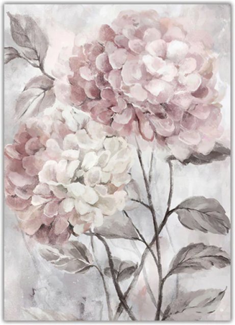 TPFLiving Luxus Poster Leinwand Blumen in Rosa und Weiß, 3 Motive, Botanische Illustration, Breite: 30 cm, Höhe: 40 cm - Bild 1