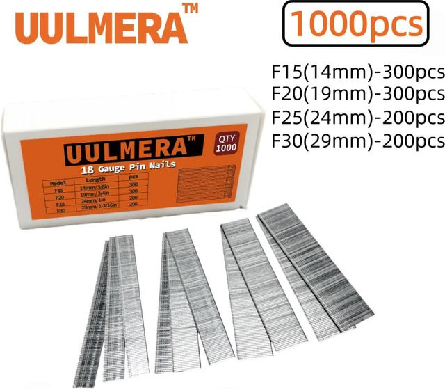 UULMERA F-Typ Gerade Nägel Set in Silber, 4 Größen F15/F20/F25/F30 für Möbelreparatur und Holzrahmenmontage - Bild 1