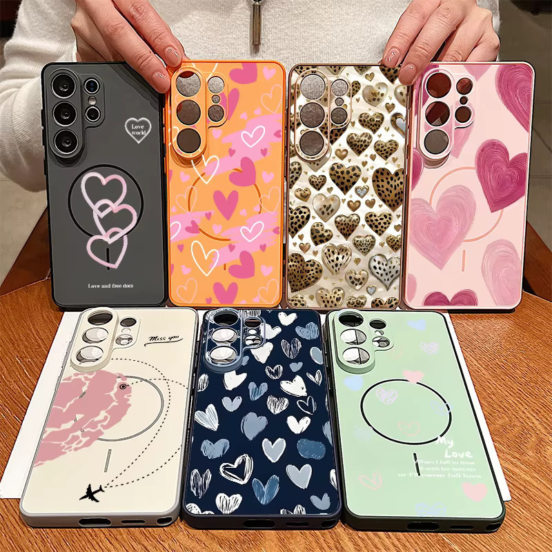 Magnetische Handyhülle mit Liebesherzen-Muster für Samsung Galaxy S26 S25 S24 S23 Ultra S25 FE A57 A56 A37 A17 A55 A26 A36 A35 5G in Pink - Bild 2