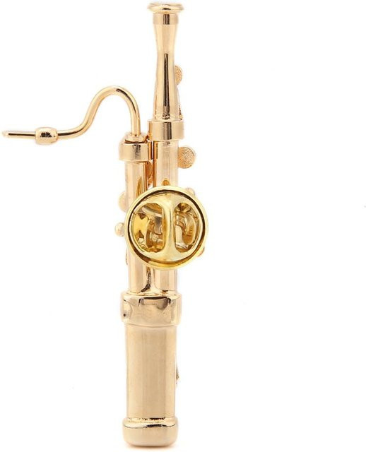 Brosche Fagott, vergoldet, Messing, Gold, beige - Bild 1