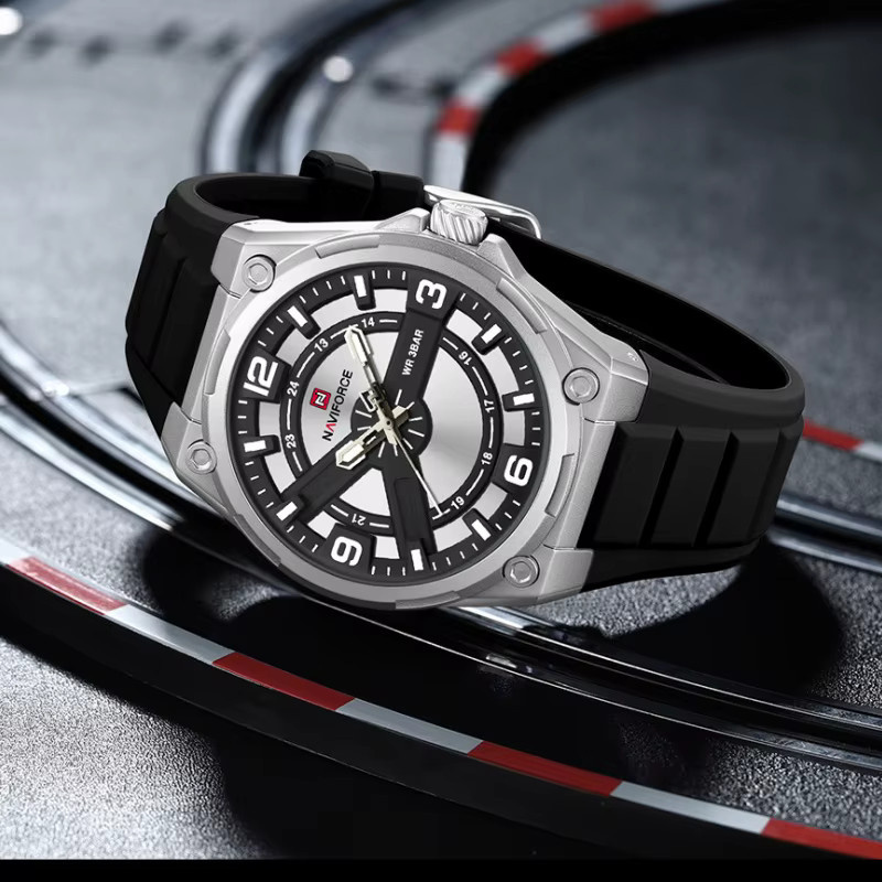 NAVIFOCE Armbanduhr, Quarz, Silikonarmband, Schwarz, Herren, 3 ATM - Bild 6
