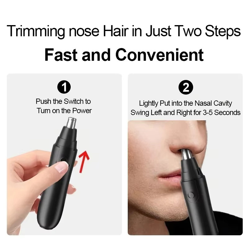 Elektrischer Trimmer für Nase, Ohren und Augenbrauen, Unisex, Schwarz - Bild 2