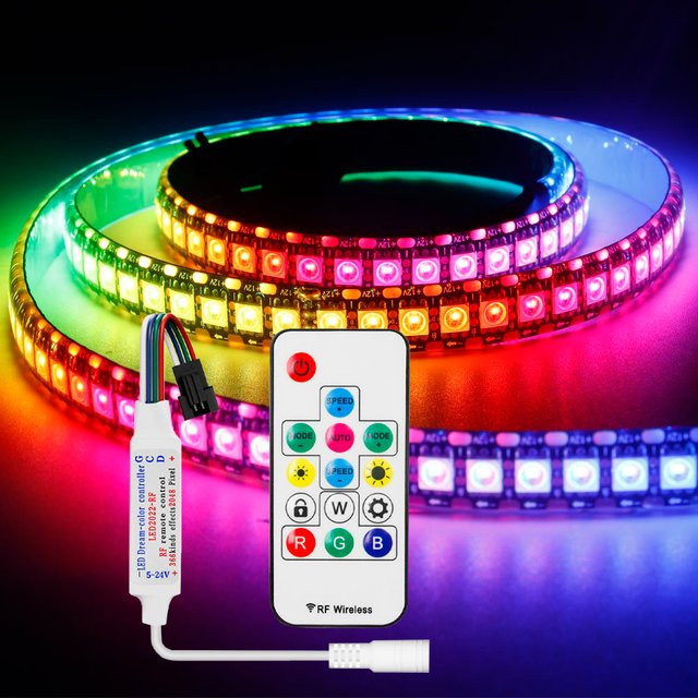 TNALANT WS2815 RGBIC LED-Streifen Set mit Controller in Schwarz, individuell adressierbare SMD LEDs für DC12V - Bild 1