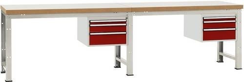 Manuflex Werkbank WP5562.3003 in Rubin-Rot aus Stahl und Holz, B: 180 cm, T: 70 cm, H: 80 cm - Bild 1