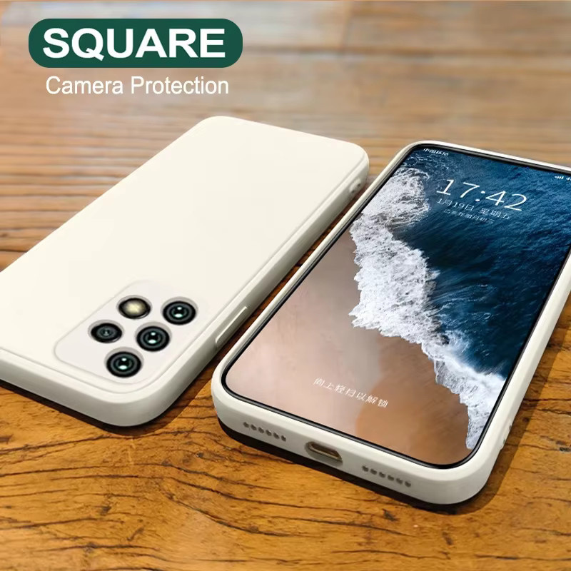 Quadratische Flüssigsilikonhülle für Samsung Galaxy S23 S24 S22 S21 Ultra Plus FE A33 A53 A73 A34 A54 A52 A52S mit vollständiger Abdeckung in Purple und White - Bild 2
